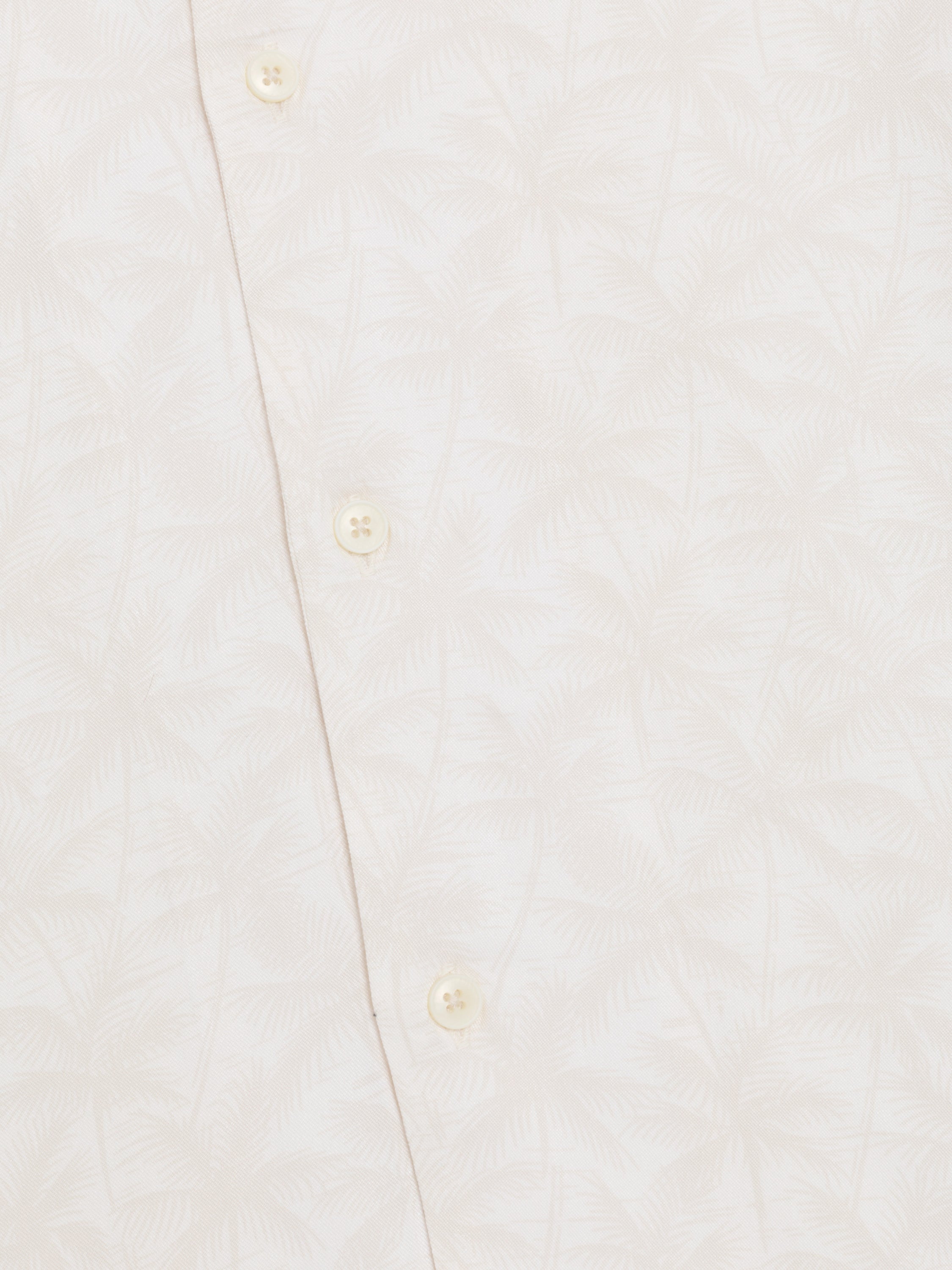 Short Sleeve Cream Palm Tree Print Holiday Shirt