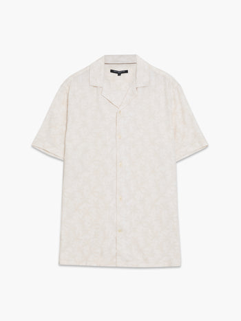 Short Sleeve Palm Print Holiday Shirt