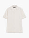 Short Sleeve Cream Palm Tree Print Holiday Shirt