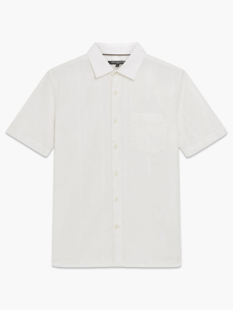 Short Sleeve Dobby Woven Check Cream Shirt