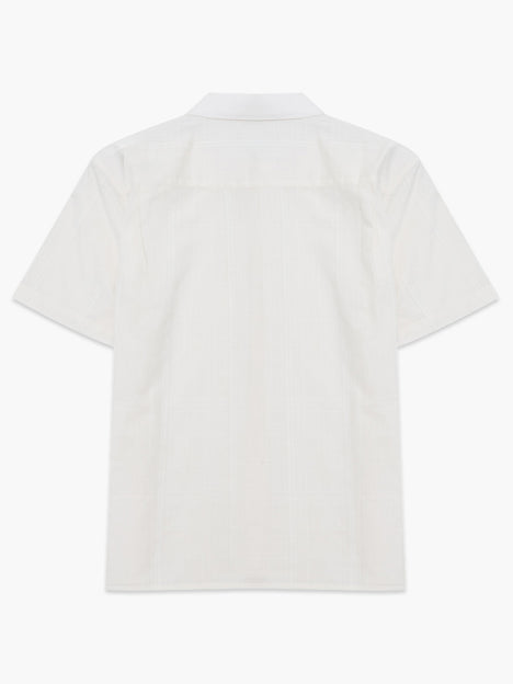 Short Sleeve Dobby Woven Check Cream Shirt
