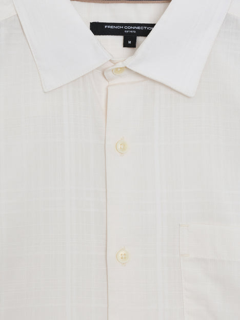 Short Sleeve Dobby Woven Check Cream Shirt
