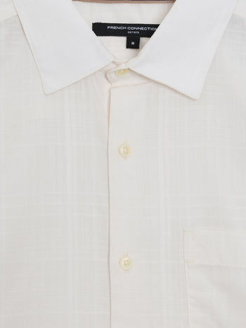Short Sleeve Dobby Woven Check Cream Shirt