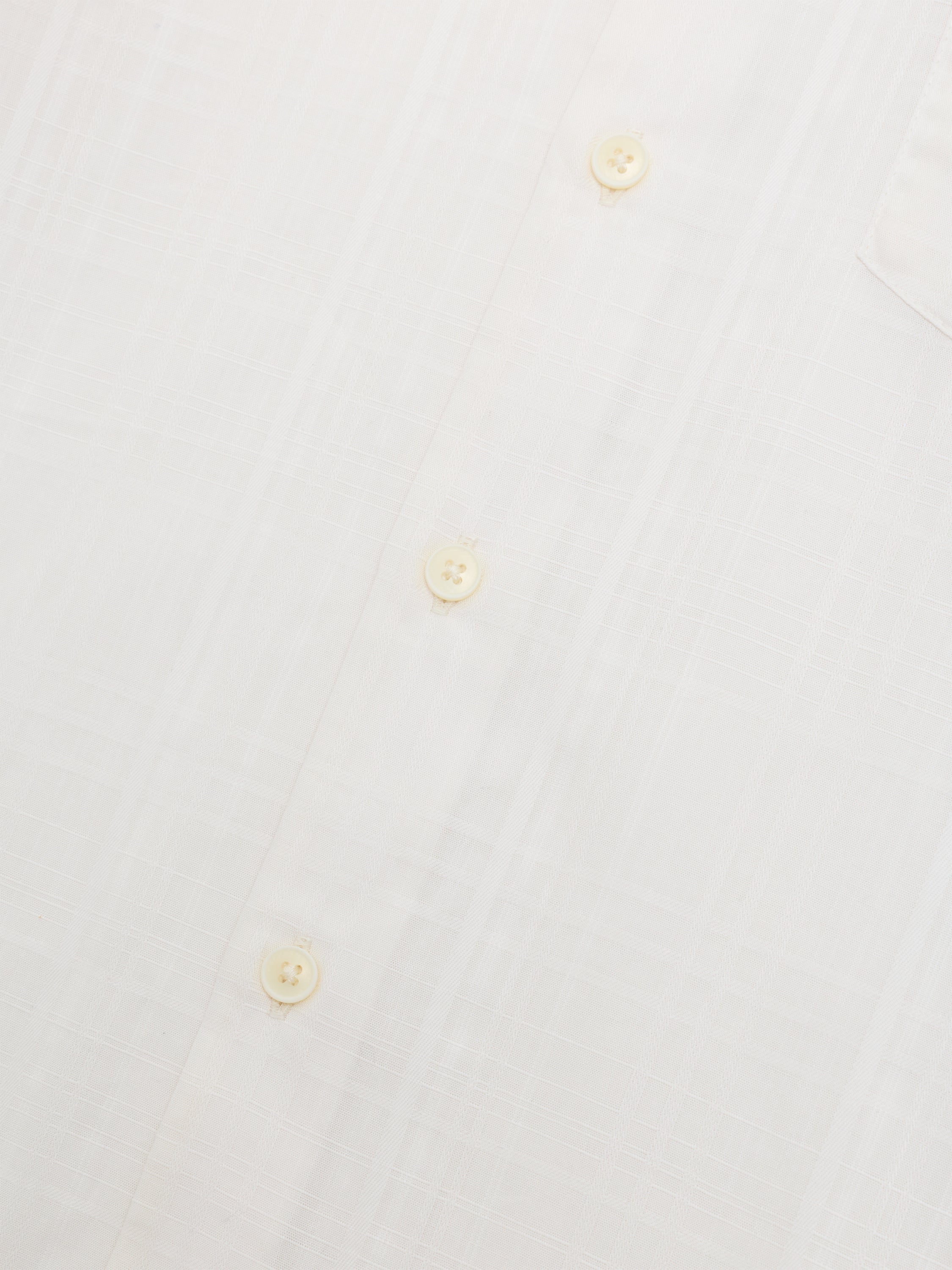 Short Sleeve Dobby Woven Check Cream Shirt