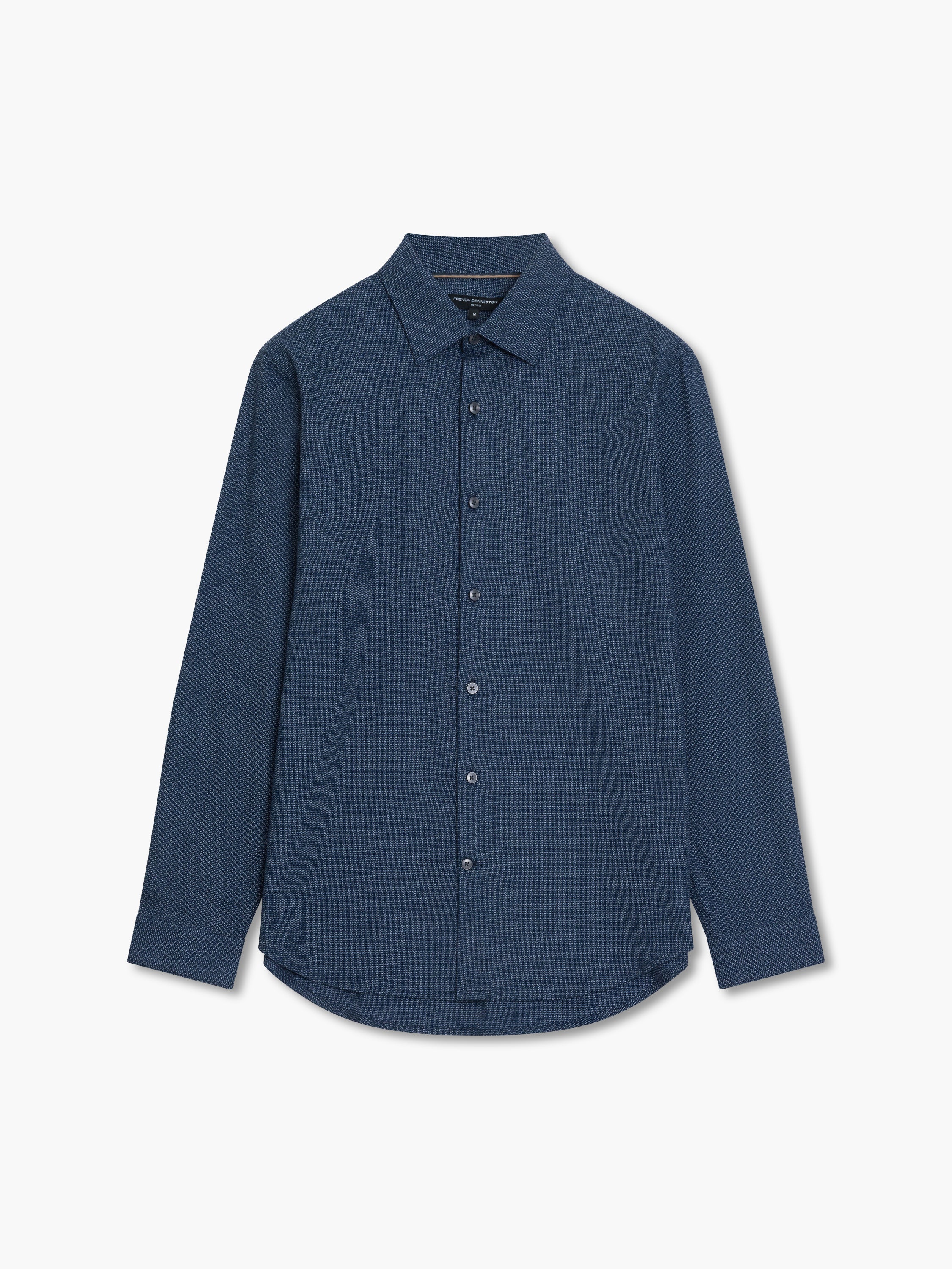 Long Sleeve Basket Weave Two Tone Tweed Shirt