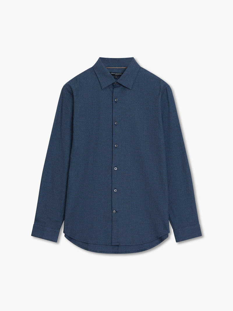 Long Sleeve Basket Weave Two Tone Tweed Shirt