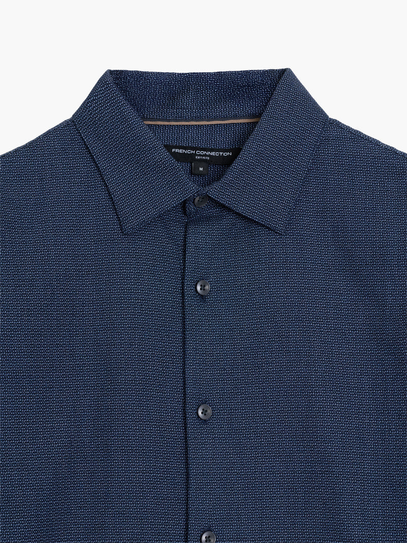 Long Sleeve Basket Weave Two Tone Tweed Shirt