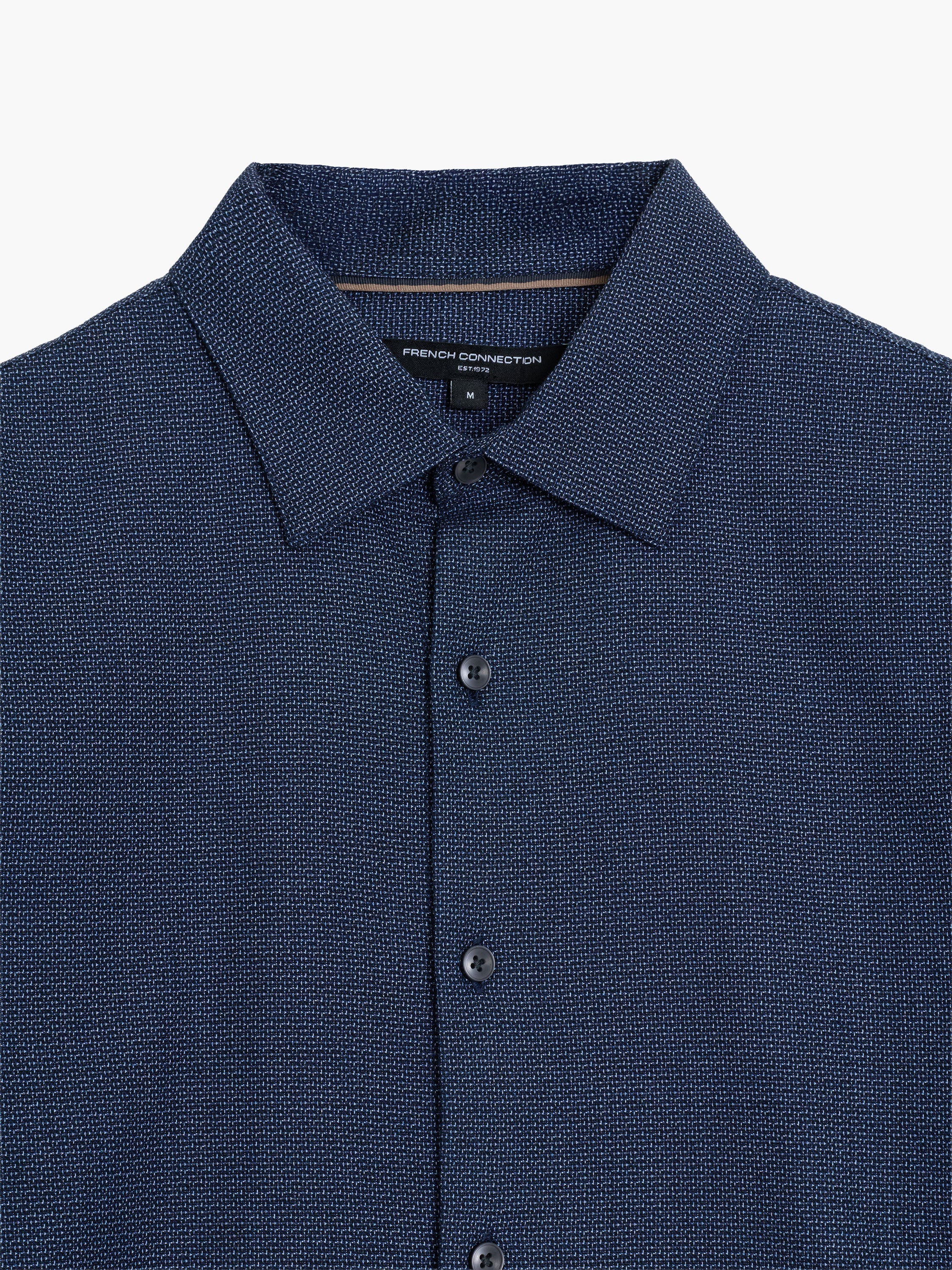 Long Sleeve Basket Weave Two Tone Blue Tweed Shirt