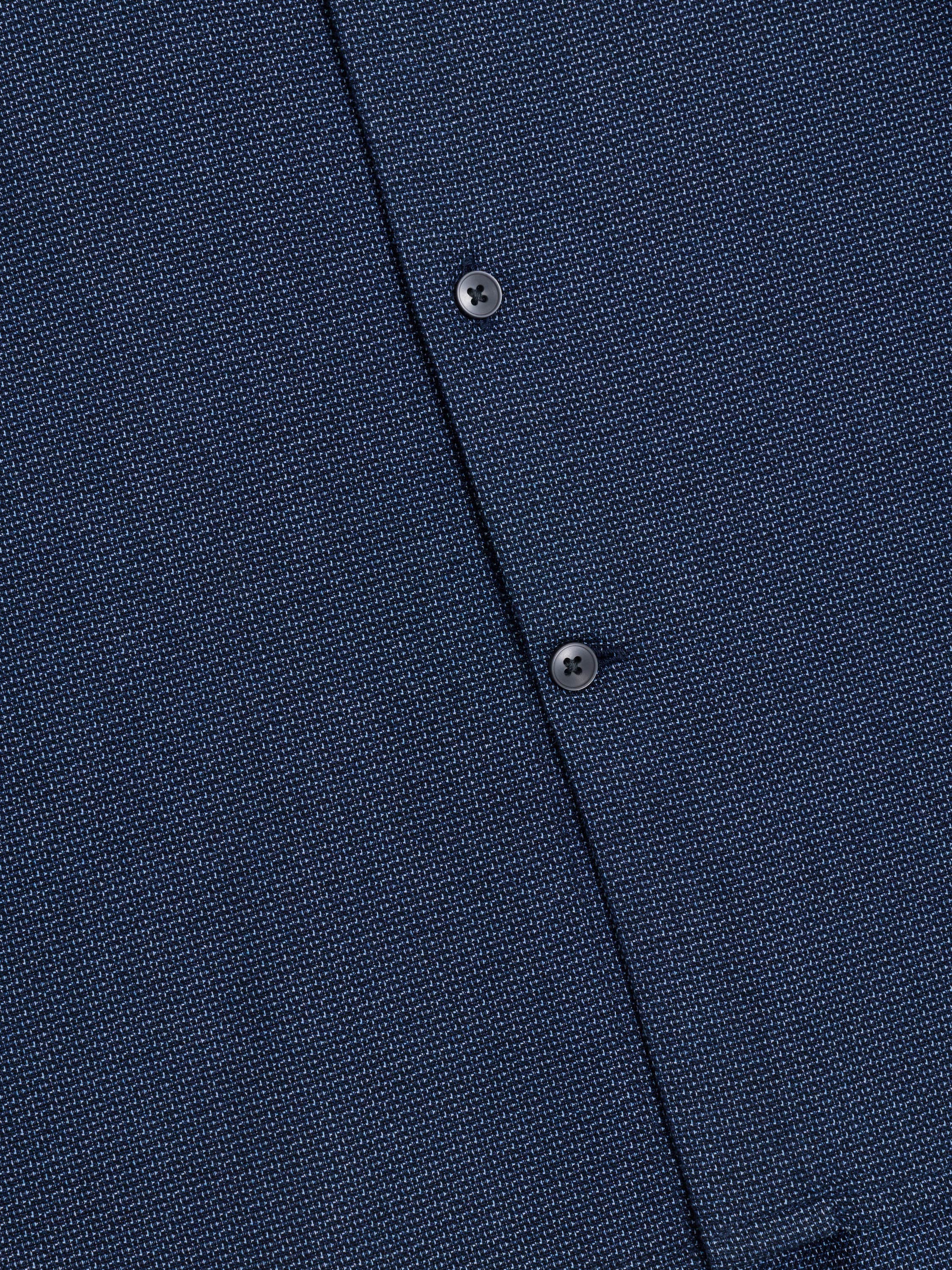 Long Sleeve Basket Weave Two Tone Blue Tweed Shirt
