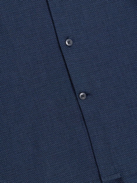 Long Sleeve Basket Weave Two Tone Blue Tweed Shirt