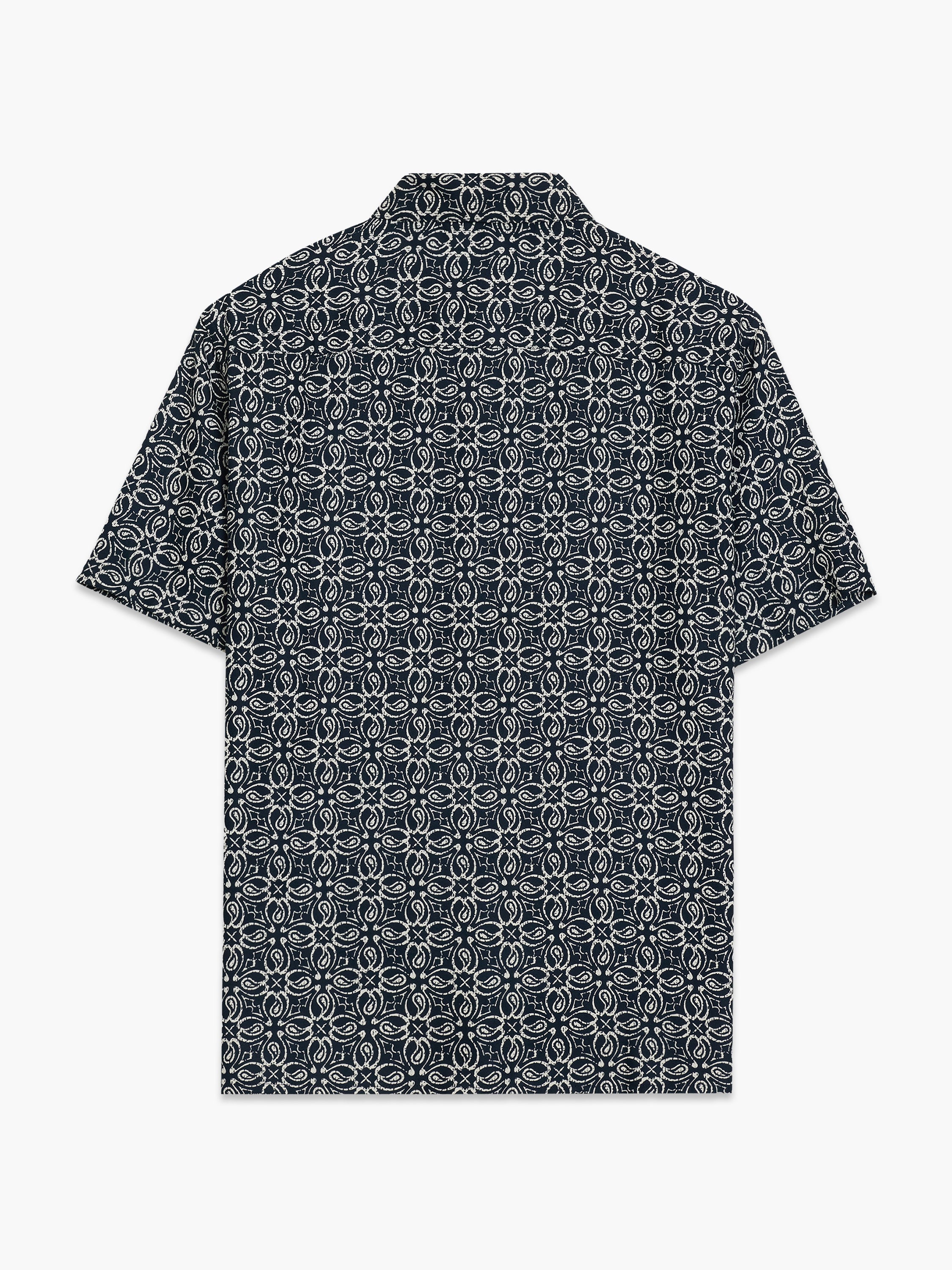 Short Sleeve Floral Print Navy Shirt