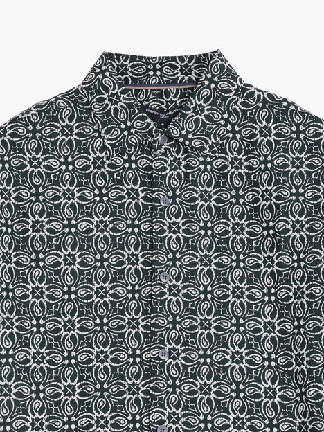 Short Sleeve Floral Print Navy Shirt