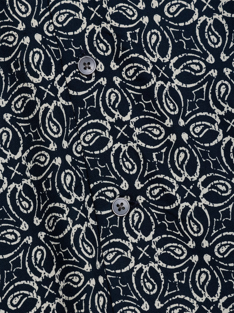 Short Sleeve Floral Print Navy Shirt