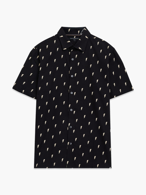 Short Sleeve Lightning Bolt Black and White Shirt