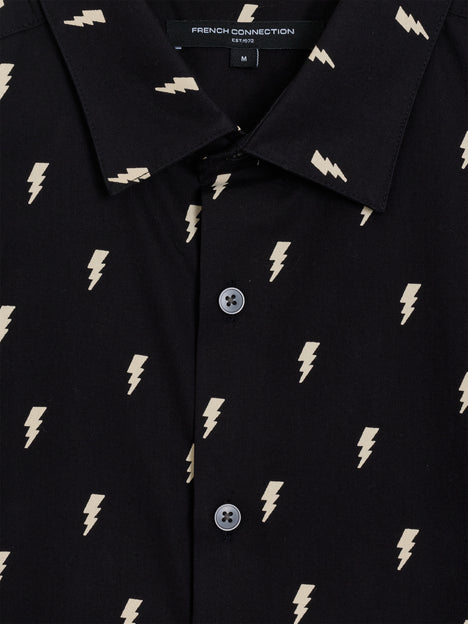 Short Sleeve Lightning Bolt Black and White Shirt