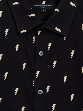 Short Sleeve Lightning Bolt Black and White Shirt