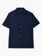Short Sleeve Seersucker Dark Blue Shirt
