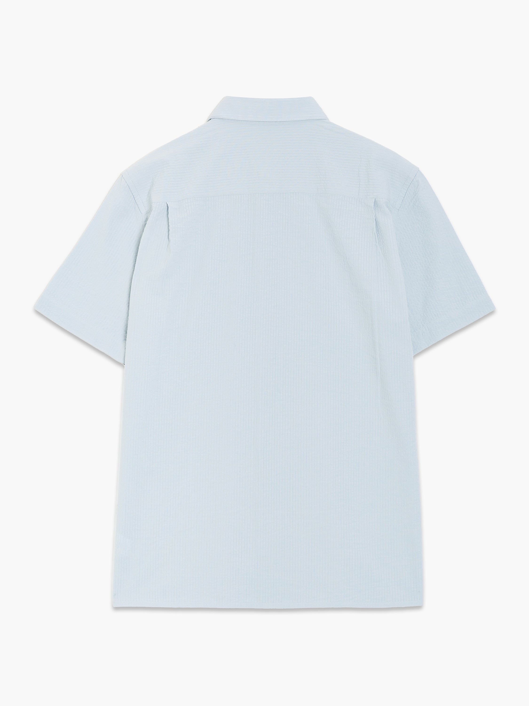 Short Sleeve Seersucker Light Blue Shirt