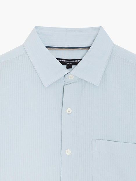 Short Sleeve Seersucker Light Blue Shirt