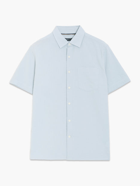 Short Sleeve Seersucker Light Blue Shirt