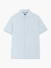 Short Sleeve Seersucker Light Blue Shirt