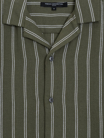 Short Sleeve Open Weave Striped Holiday Shirt