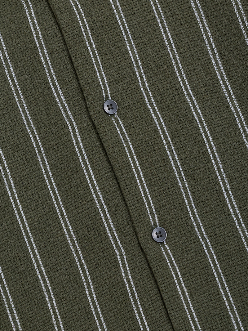 Short Sleeve Open Weave Striped Holiday Shirt