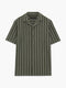 Short Sleeve Open Weave Green Striped Holiday Shirt