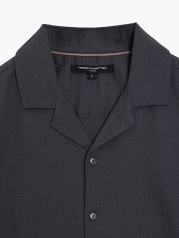 Short Sleeve Trapez Texture Dark Grey Holiday Shirt
