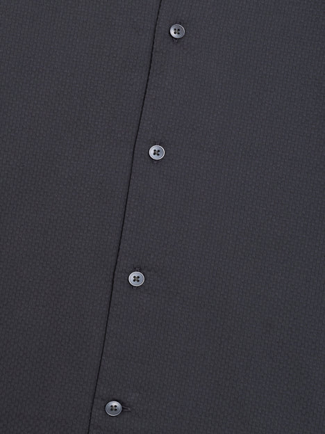 Short Sleeve Trapez Texture Dark Grey Holiday Shirt