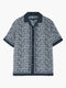 Short Sleeve Geometric Print Navy Holiday Shirt