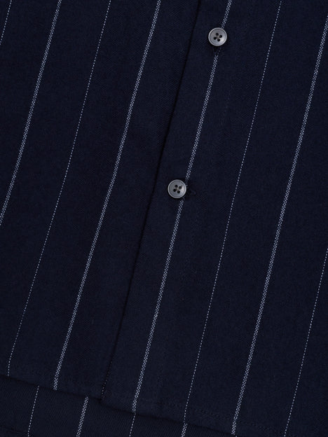Long Sleeve Regular Fit Navy Blue Striped Shirt