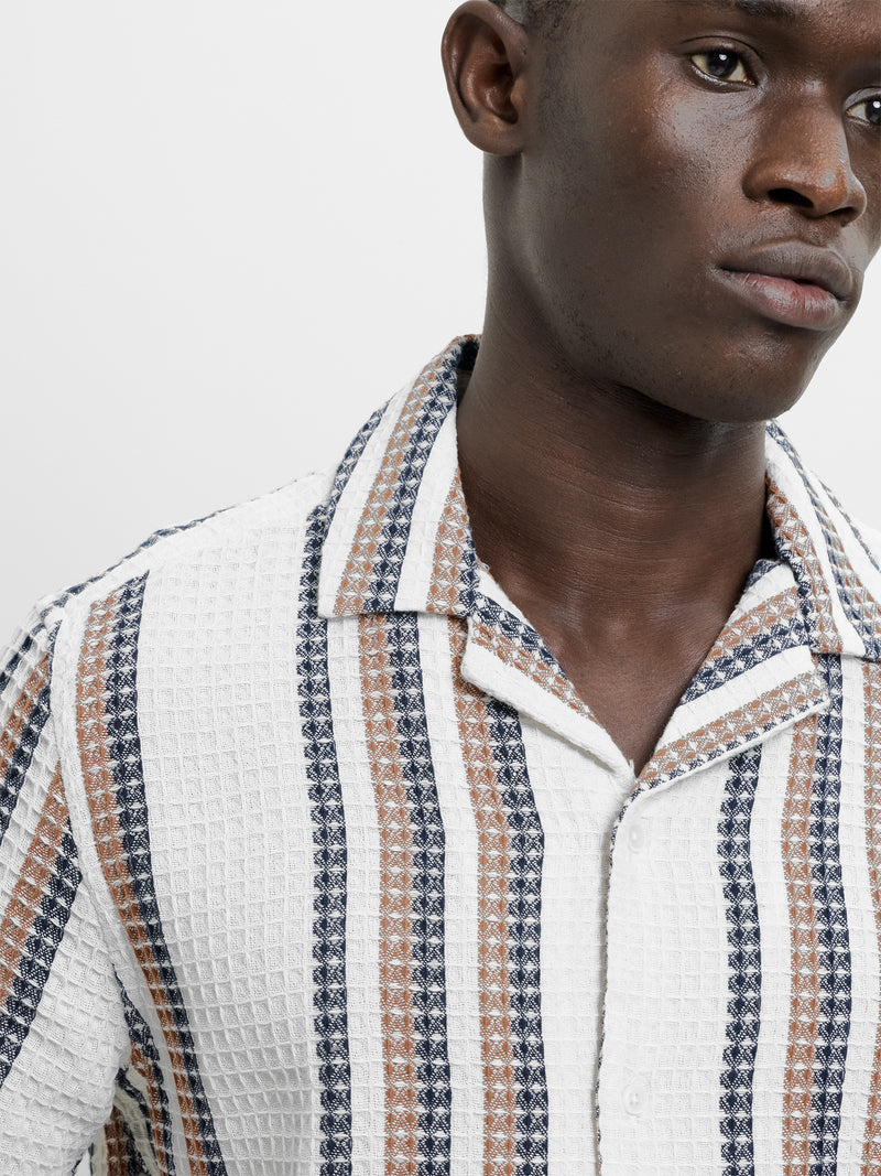 Short Sleeve Waffle Striped Shirt