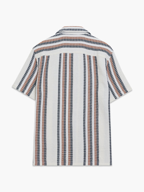 Short Sleeve Waffle Striped Shirt
