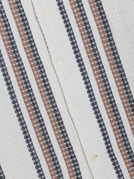 Short Sleeve Waffle Striped Shirt