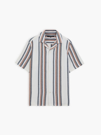 Short Sleeve Waffle Striped Shirt