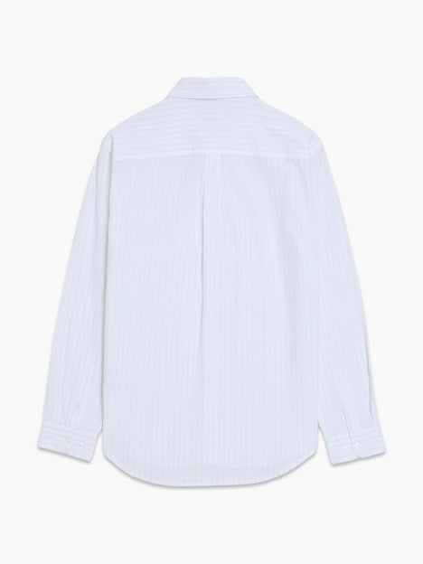 Long Sleeve Seersucker Pinstripe White Shirt