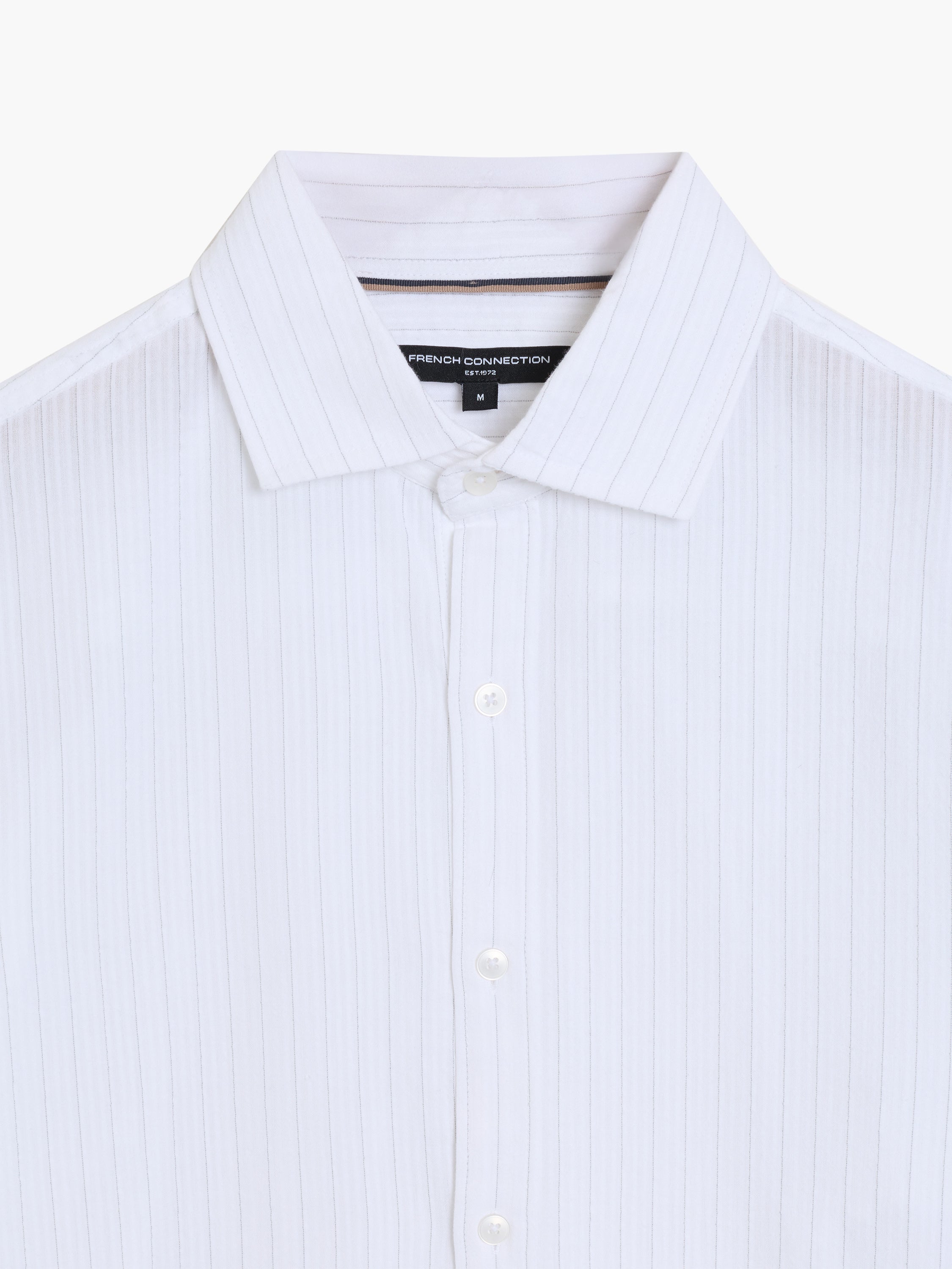 Long Sleeve Seersucker Pinstripe White Shirt