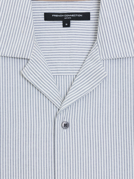Short Sleeve Seersucker Blue Striped Holiday Shirt