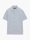 Short Sleeve Seersucker Blue Striped Holiday Shirt