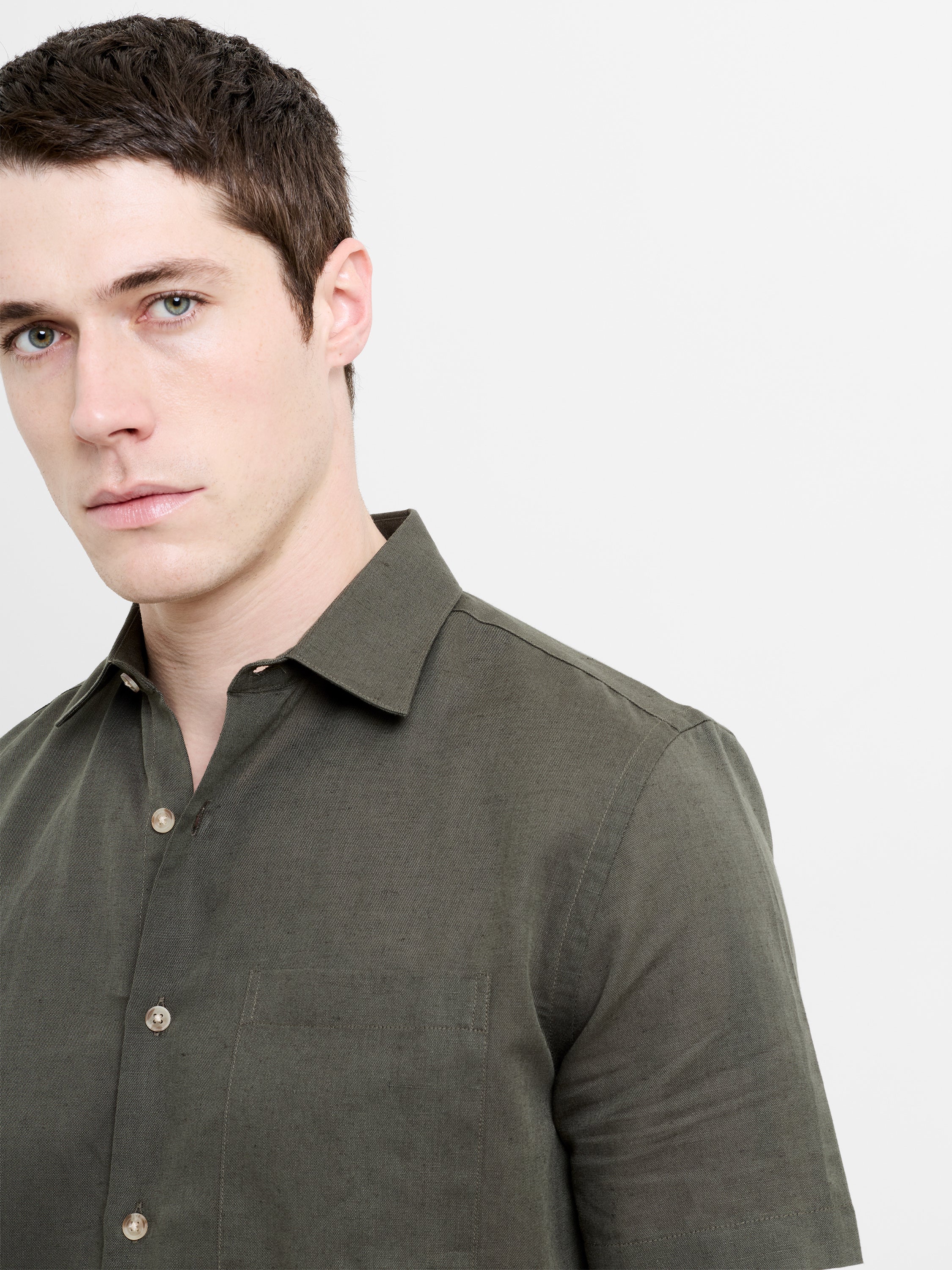 Linen Blend Short Sleeve Shirt