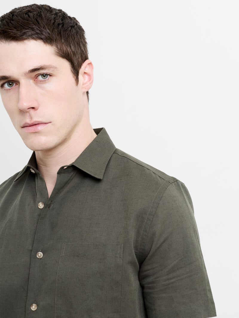 Linen Blend Short Sleeve Shirt