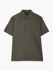 Short Sleeve Dark Green Linen Blend Shirt