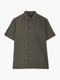 Short Sleeve Dark Green Linen Blend Shirt