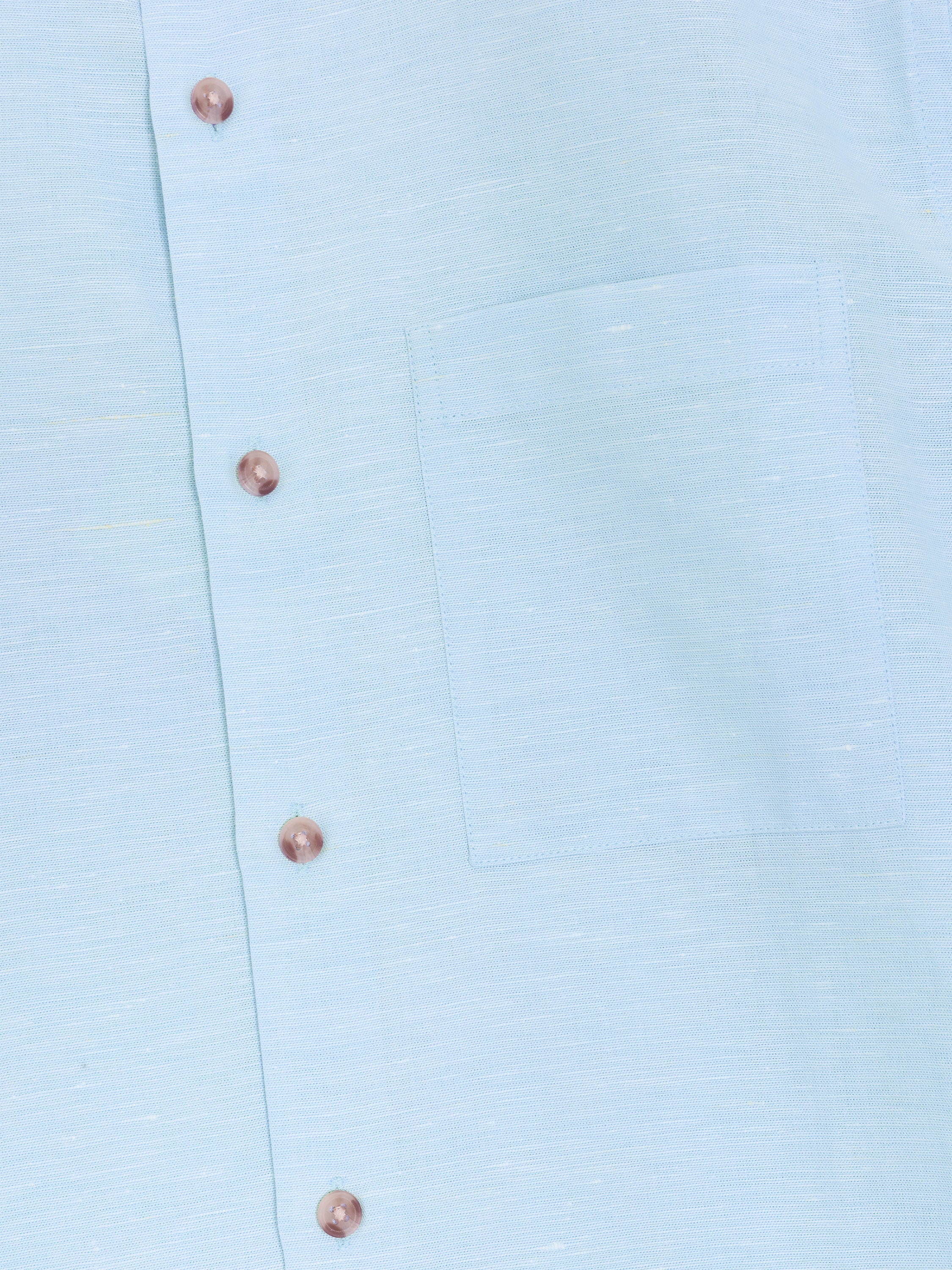 Short Sleeve Light Blue Linen Blend Shirt