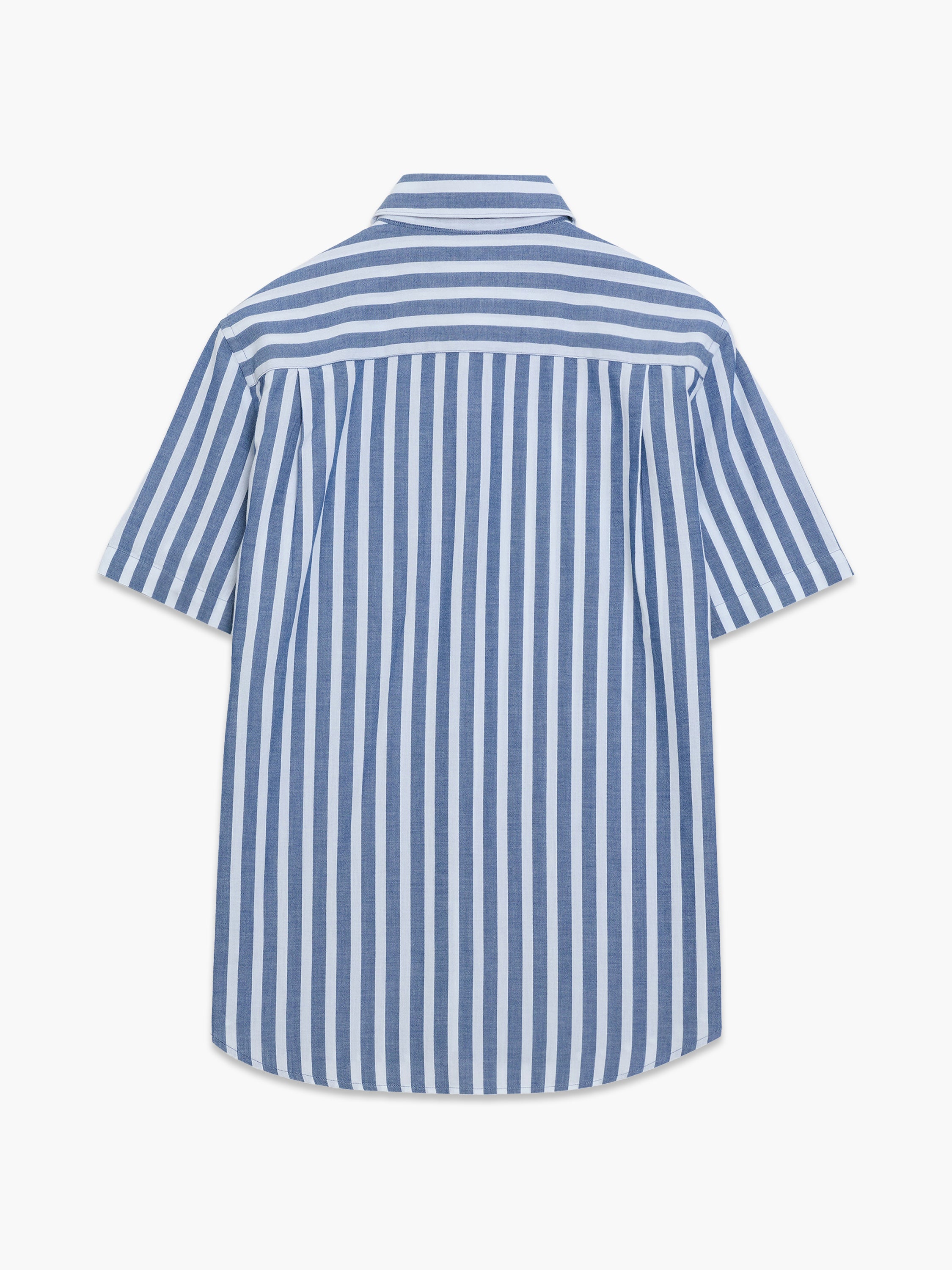 Short Sleeve Cotton Blue Striped Shirt