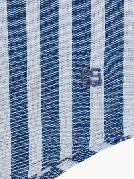 Short Sleeve Cotton Blue Striped Shirt