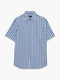 Short Sleeve Cotton Blue Striped Shirt