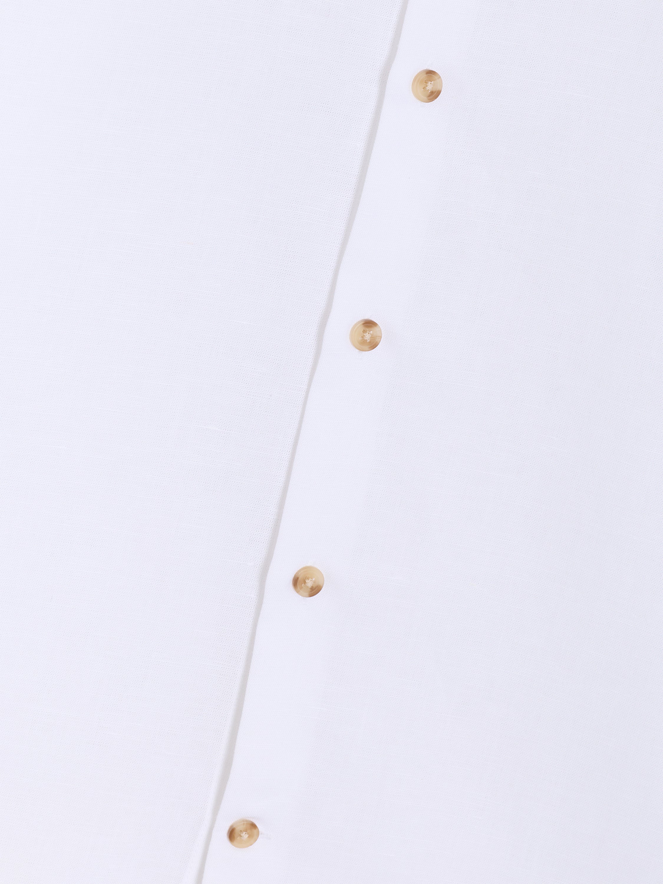Long Sleeve White Linen Blend Shirt
