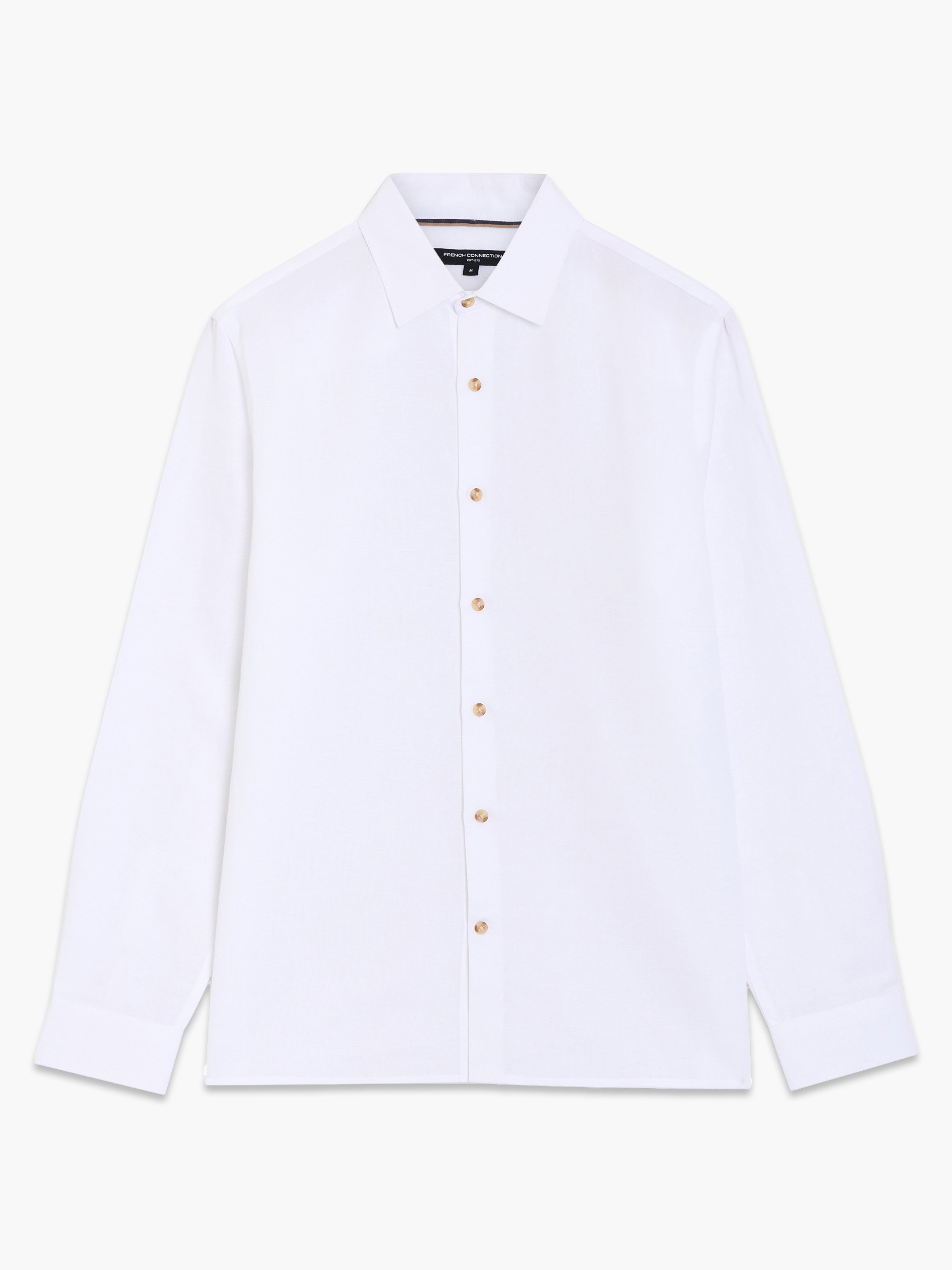 Long Sleeve White Linen Blend Shirt